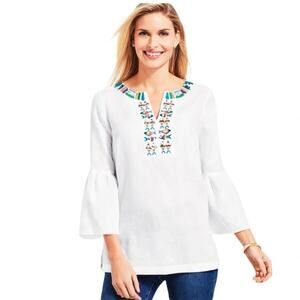 TALBOTS FISH EMBELLISHED TUNIC Size P (small) NWOT